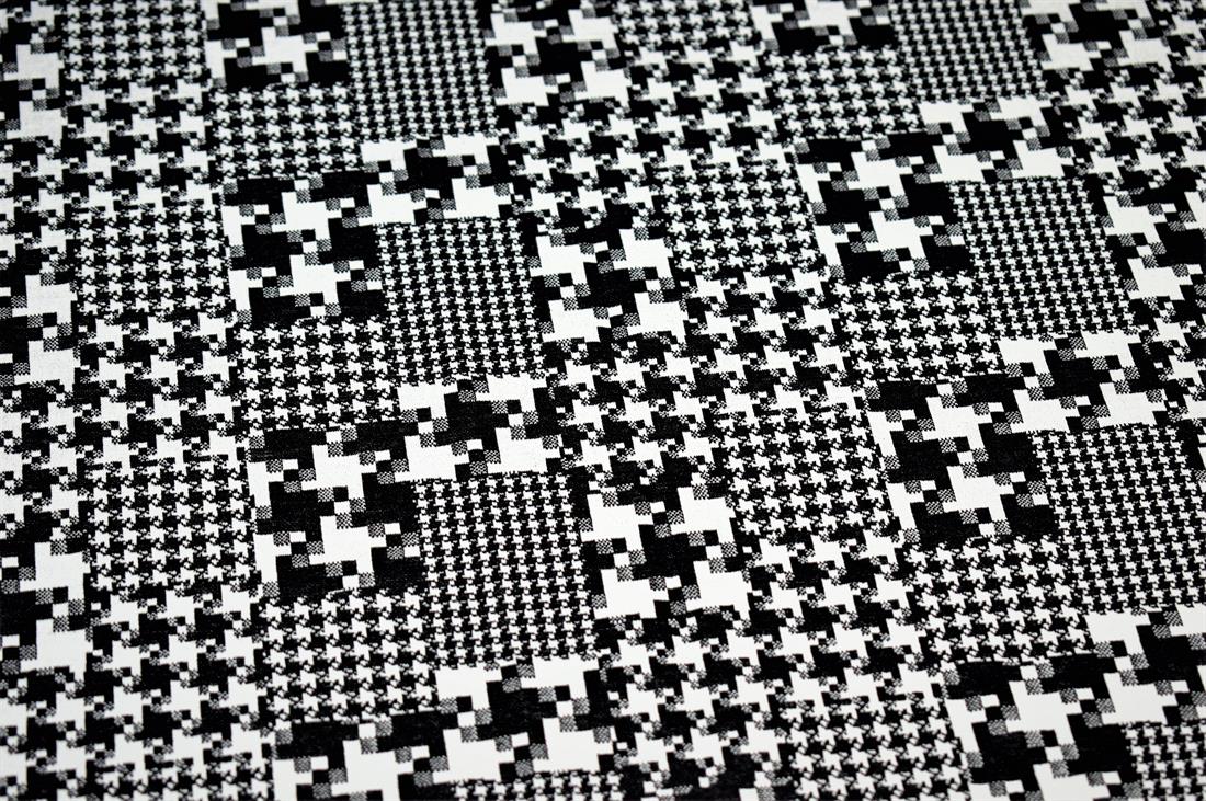 Black & White Heavy Poly Jacquard Fabric, Dog-tooth Print Design