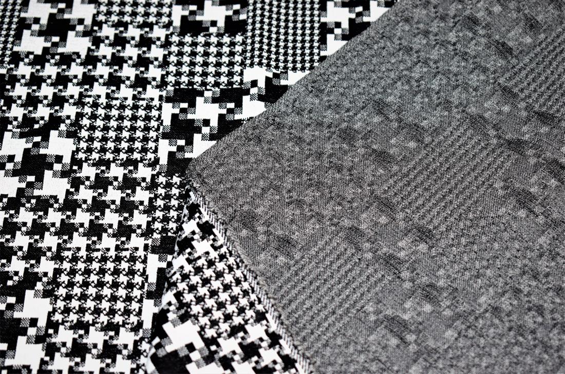 Black & White Heavy Poly Jacquard Fabric, Dog-tooth Print Design