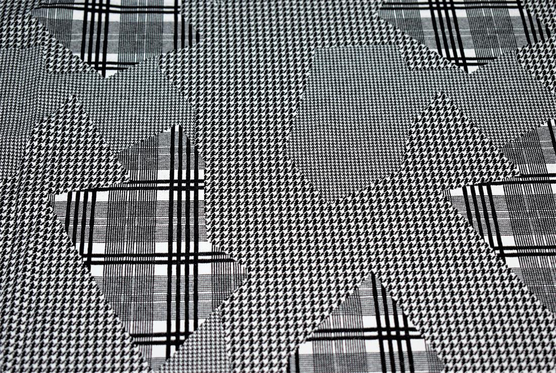 Black & White Heavy Poly Jacquard Fabric, Dog-tooth Print Design
