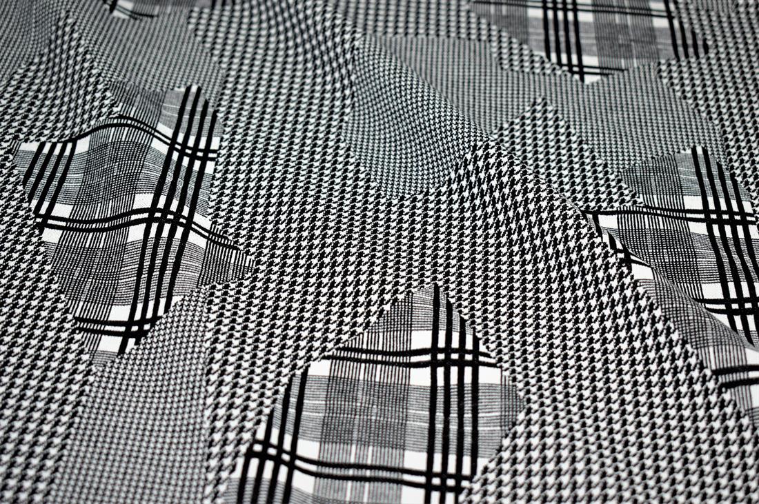 Black & White Heavy Poly Jacquard Fabric, Dog-tooth Print Design
