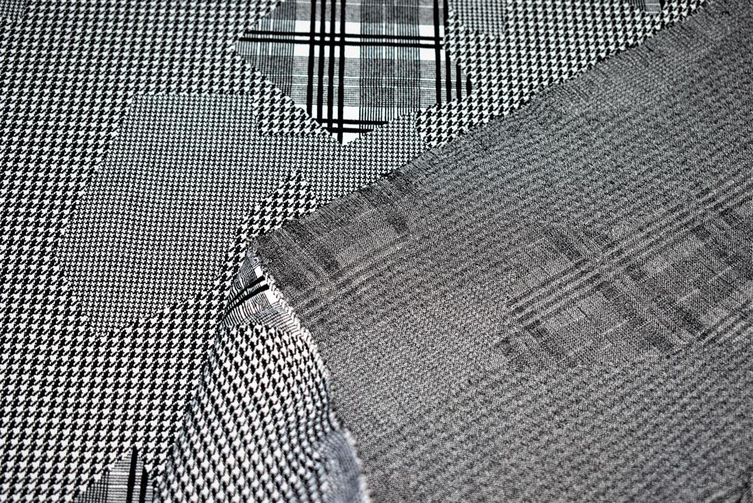 Black & White Heavy Poly Jacquard Fabric, Dog-tooth Print Design