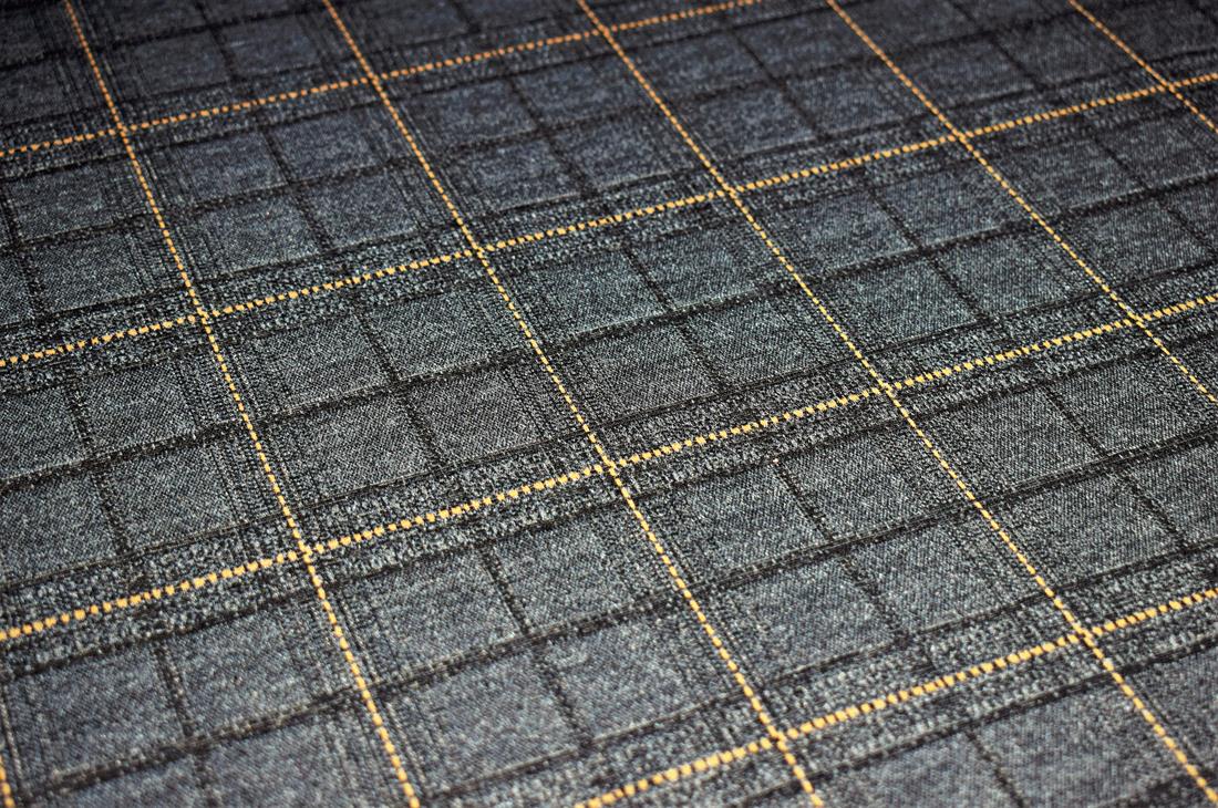 Dark Grey Heavy Poly Jacquard Fabric, Tartan Check Print Design