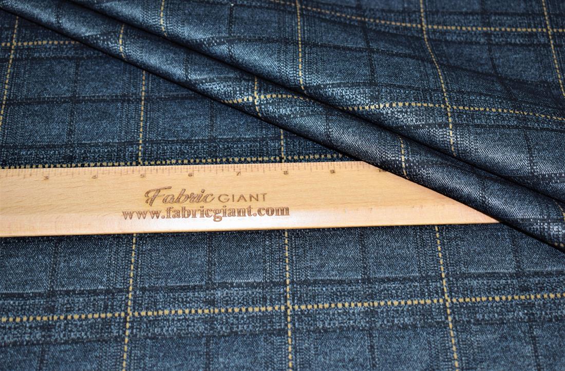 Dark Grey Heavy Poly Jacquard Fabric, Tartan Check Print Design