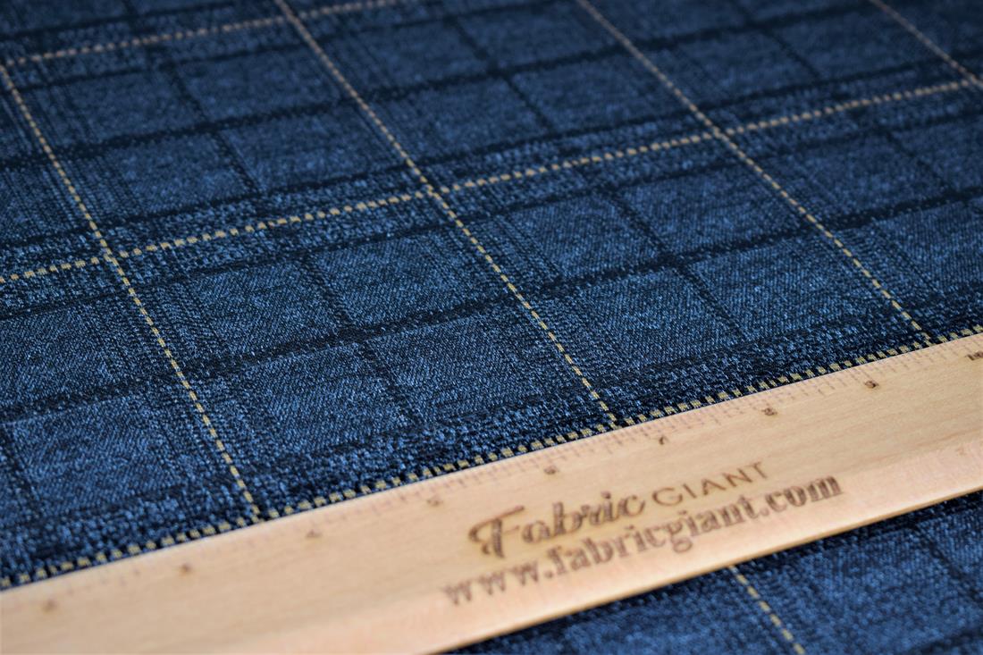 Dark Grey Heavy Poly Jacquard Fabric, Tartan Check Print Design