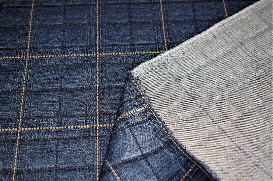 Dark Grey Heavy Poly Jacquard Fabric, Tartan Check Print Design