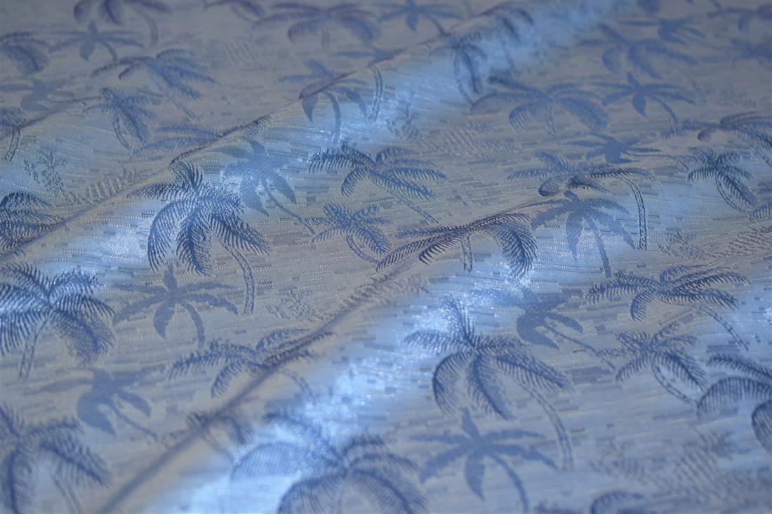 Blue Tropical Print Jacquard