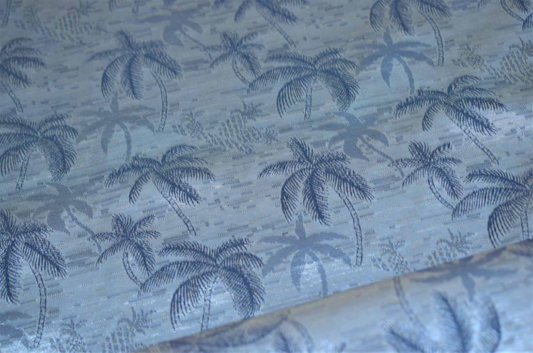 Blue Tropical Print Jacquard