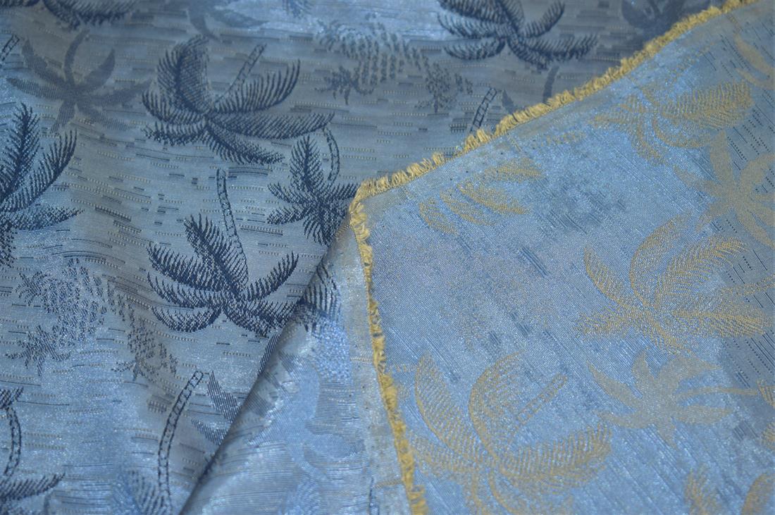 Blue Tropical Print Jacquard