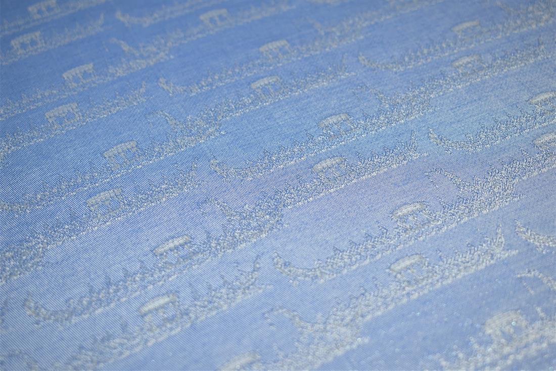 Blue Boat Print Design Jacquard