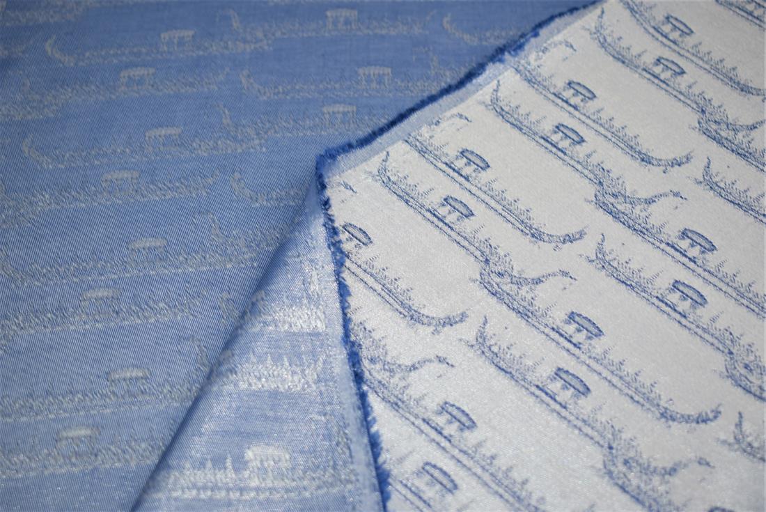 Blue Boat Print Design Jacquard