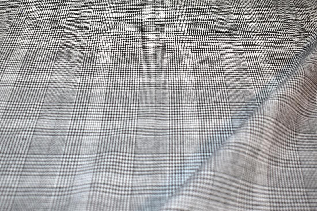 Grey & Black Heavy Poly Jacquard, Tartan Check Print Design