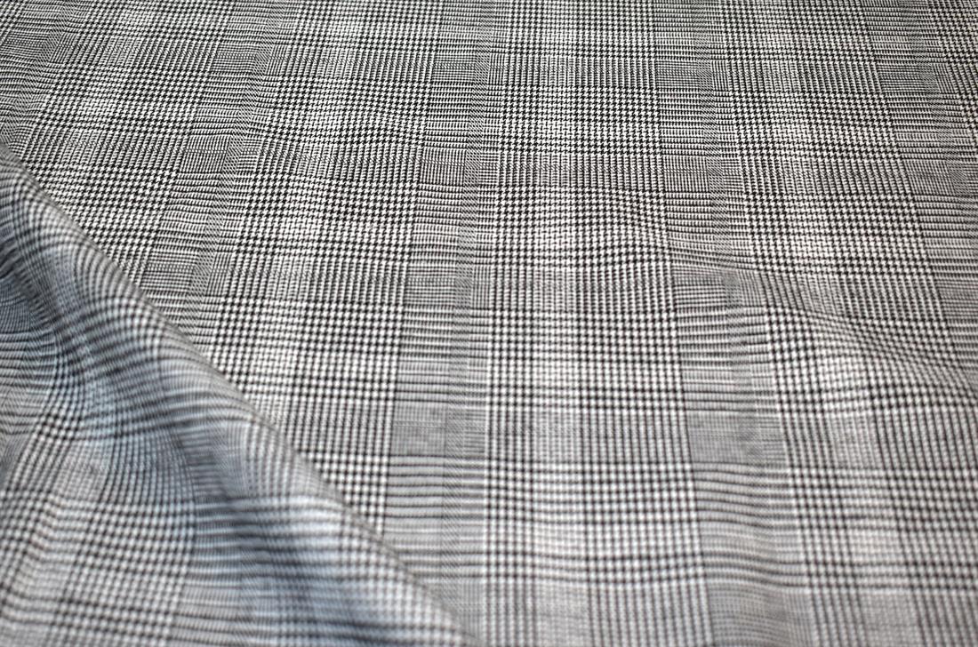 Grey & Black Heavy Poly Jacquard, Tartan Check Print Design