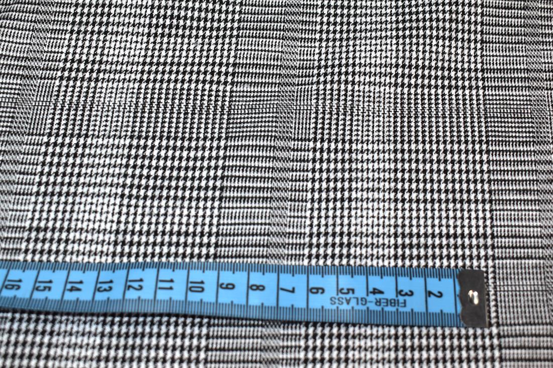 Grey & Black Heavy Poly Jacquard, Tartan Check Print Design