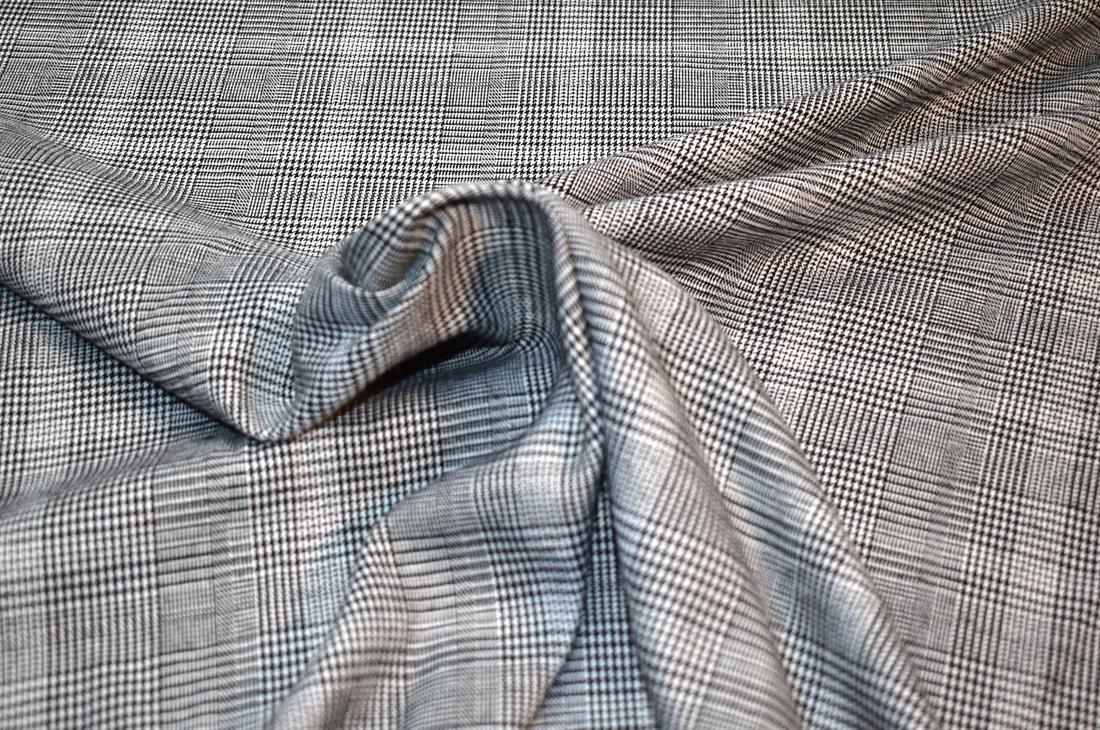 Grey & Black Heavy Poly Jacquard, Tartan Check Print Design