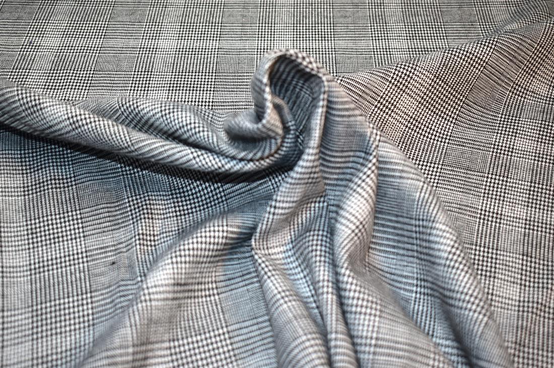 Grey & Black Heavy Poly Jacquard, Tartan Check Print Design