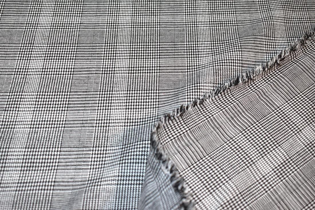 Grey & Black Heavy Poly Jacquard, Tartan Check Print Design