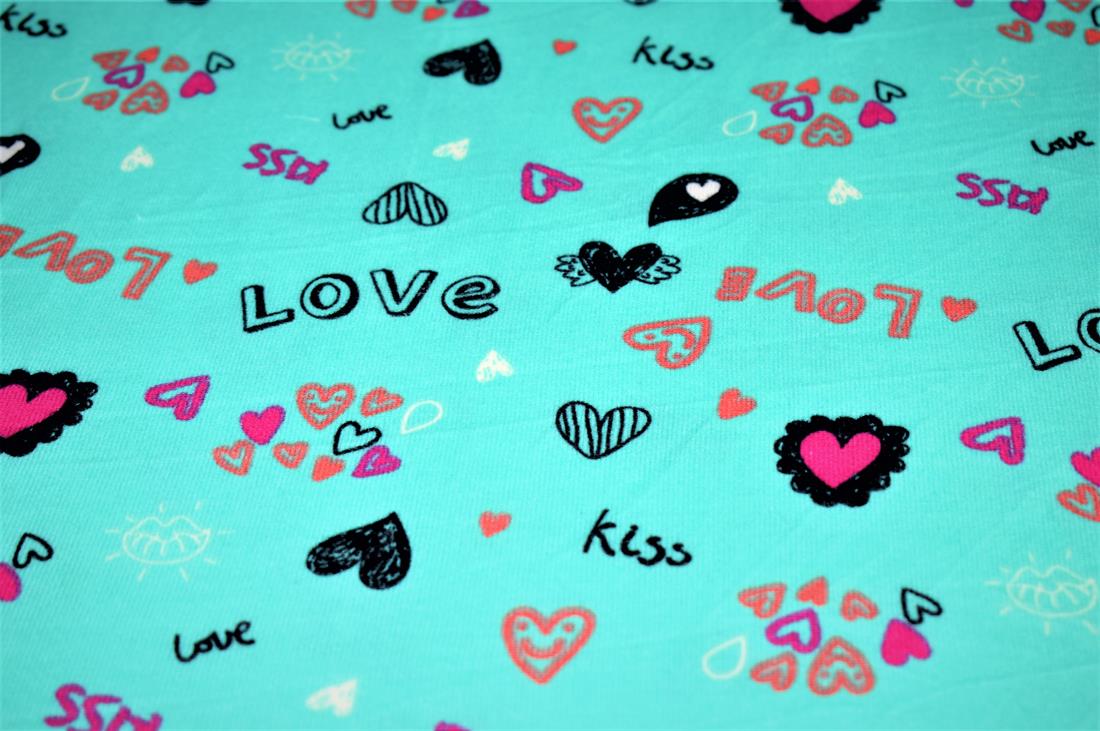 Printed Soft Stretch Jersey, Kiss Designs