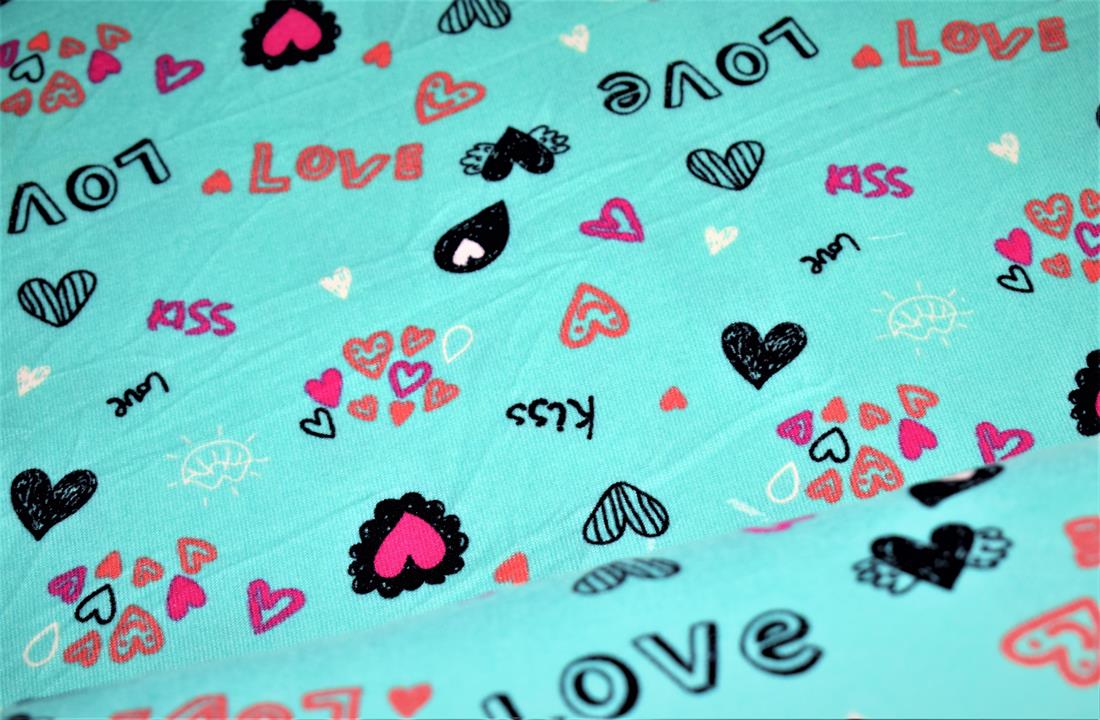 Printed Soft Stretch Jersey, Kiss Designs