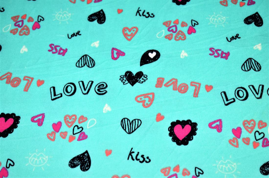 Printed Soft Stretch Jersey, Kiss Designs