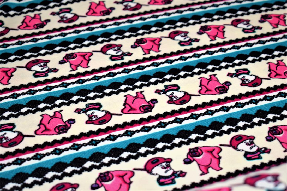 Turquoise & Pink Pink Bear & Hunter Super Soft Printed Stretch Knit…