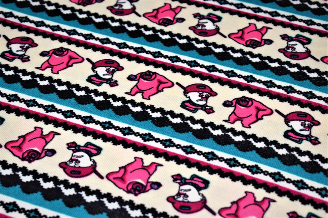Turquoise & Pink Pink Bear & Hunter Super Soft Printed Stretch Knit…