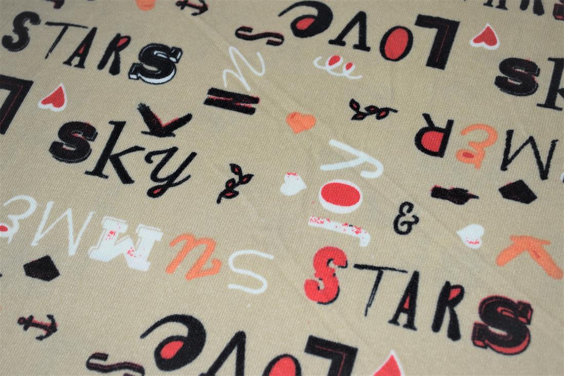 Cream Printed Jersey Cashmere Fabric