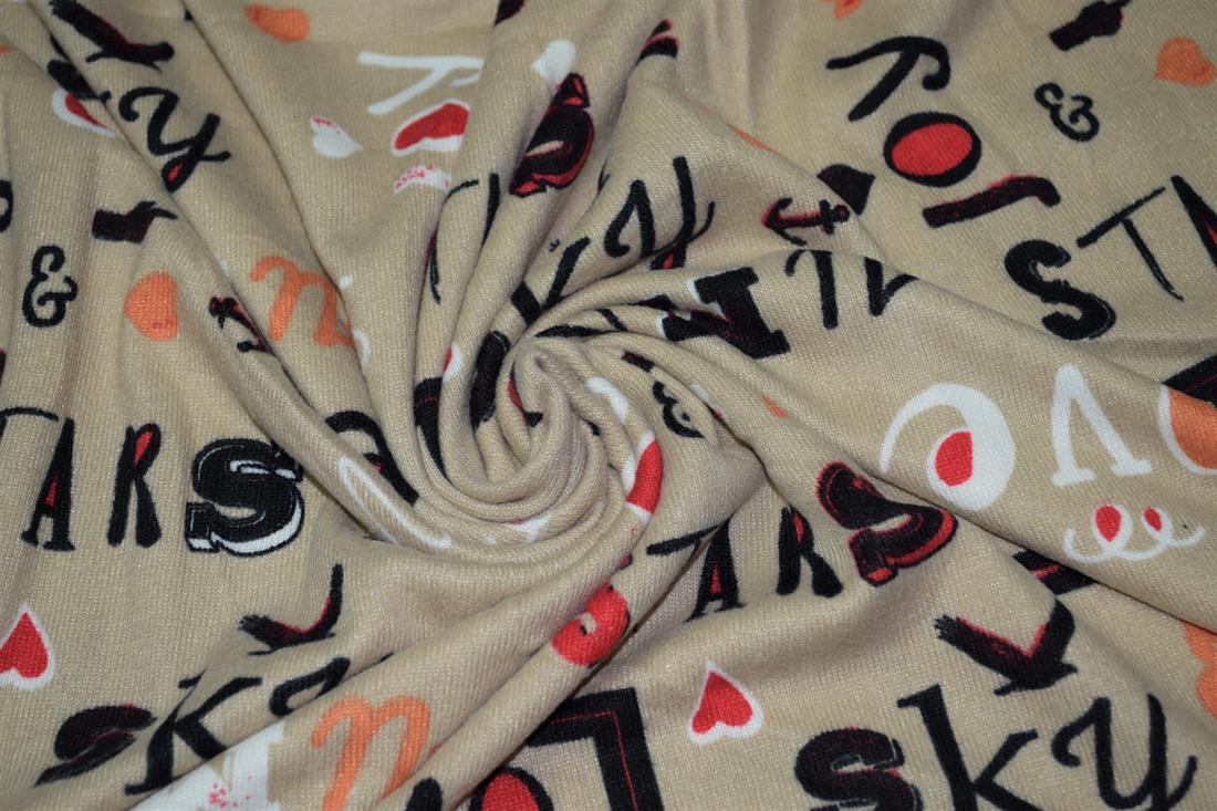 Cream Printed Jersey Cashmere Fabric