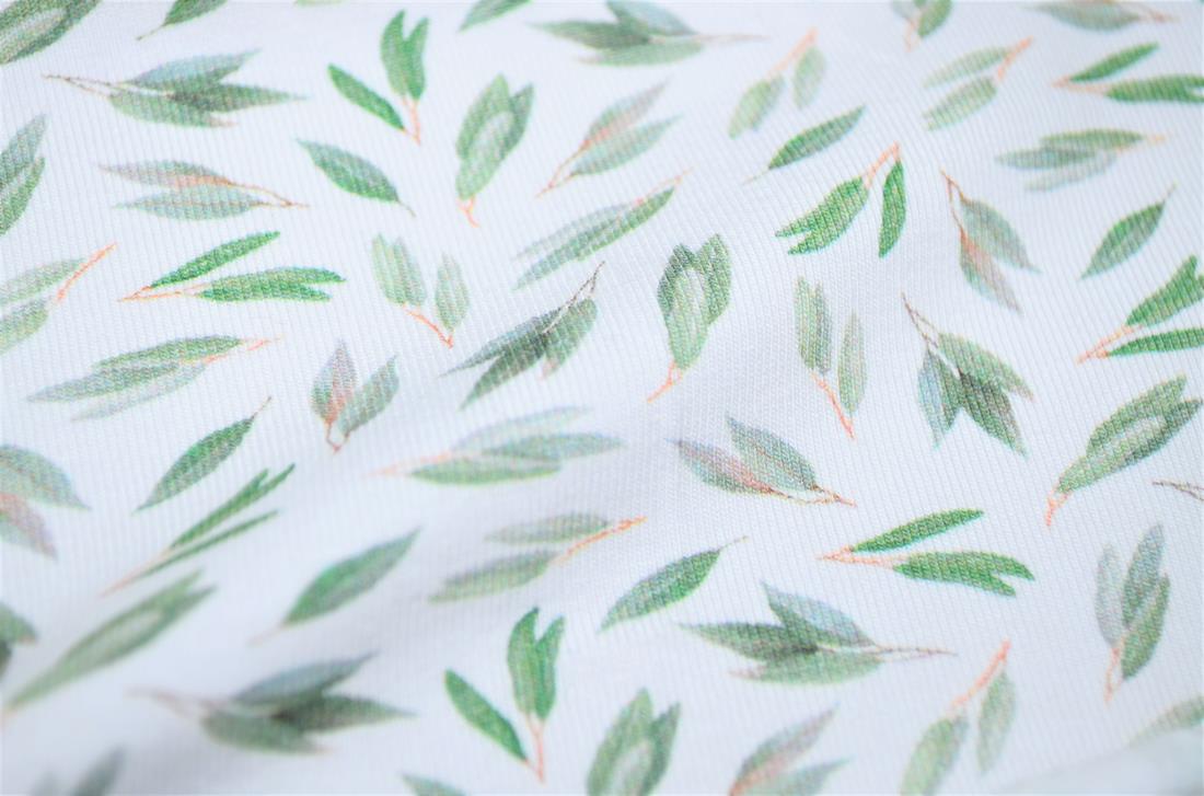 White & Green Printed Cotton Jersey