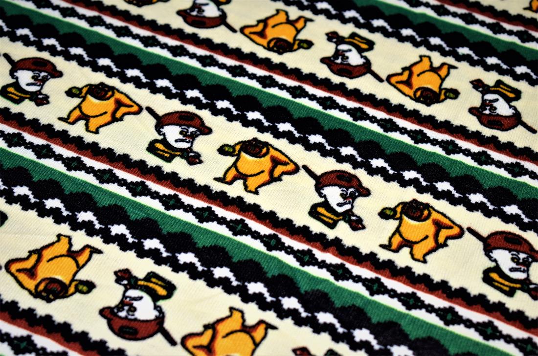 Cream & Green Bear Hunter Super Soft Printed Stretch Knit Jersey