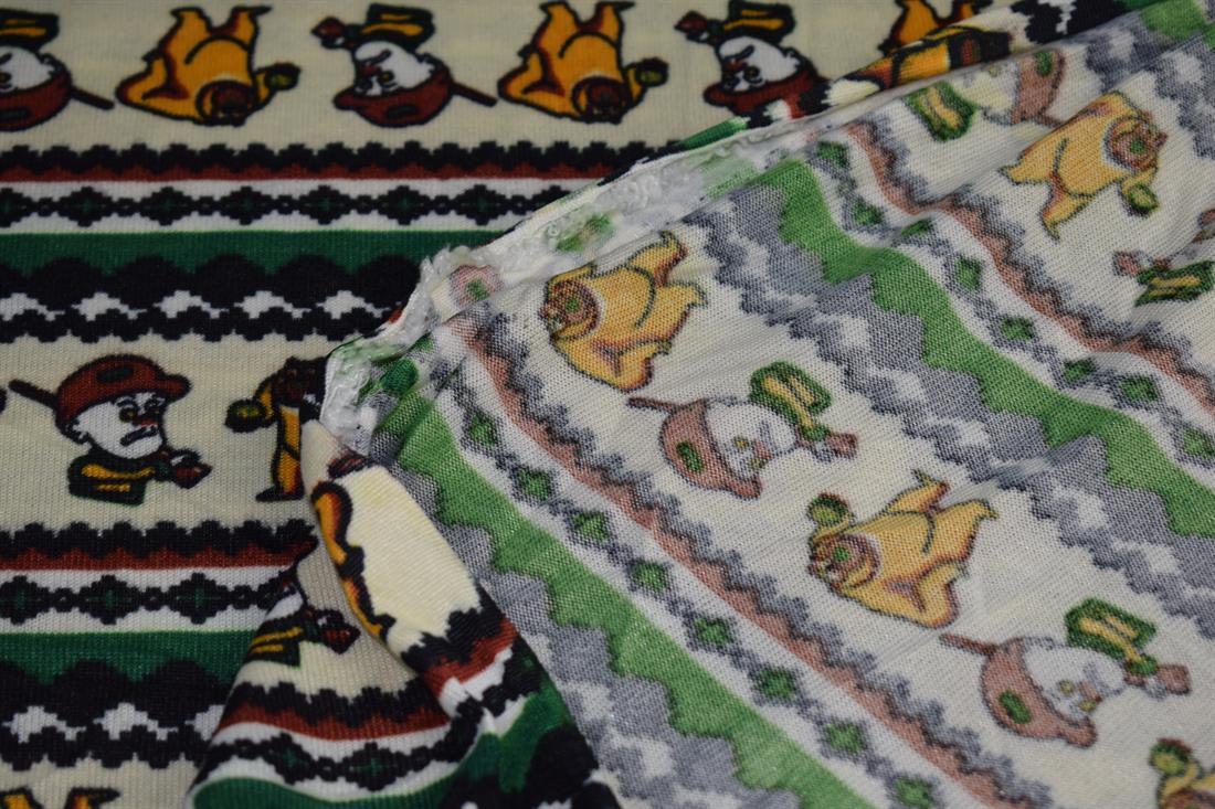 Cream & Green Bear Hunter Super Soft Printed Stretch Knit Jersey