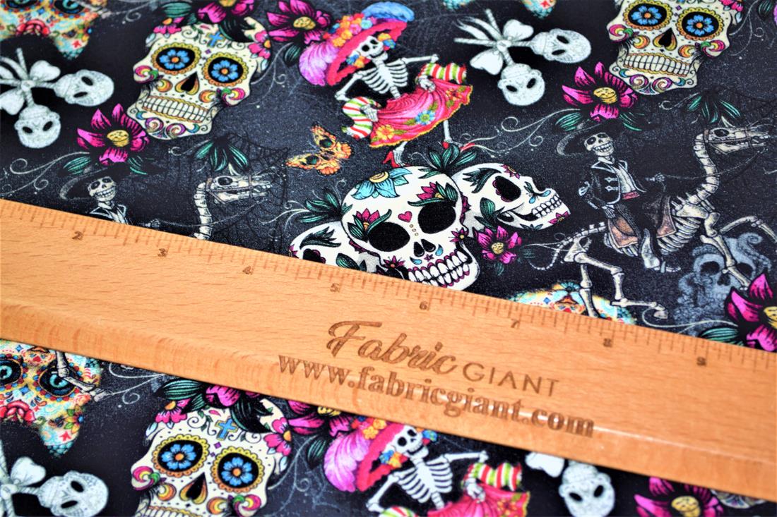 Black Halloween Skulls Printed Jersey