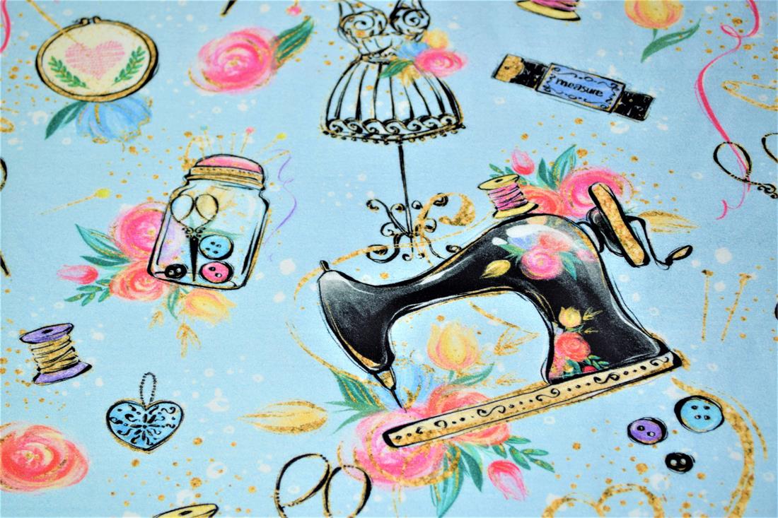 Blue Dress Making Printed Jersey