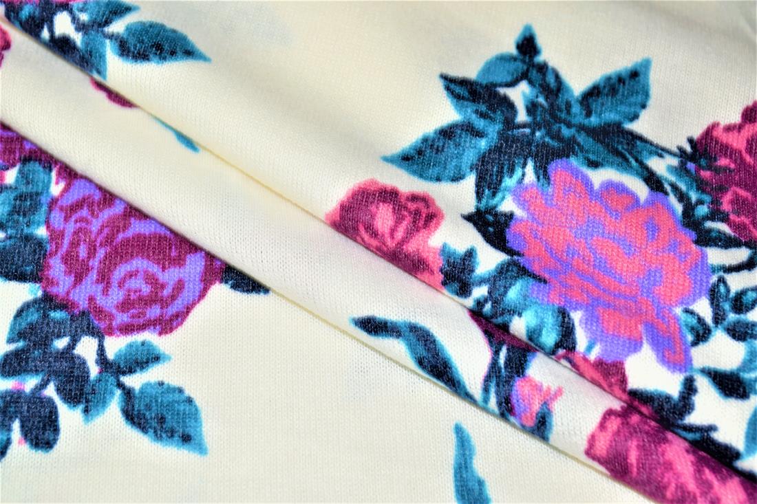 Cream & Mauve Printed Jersey Fabric