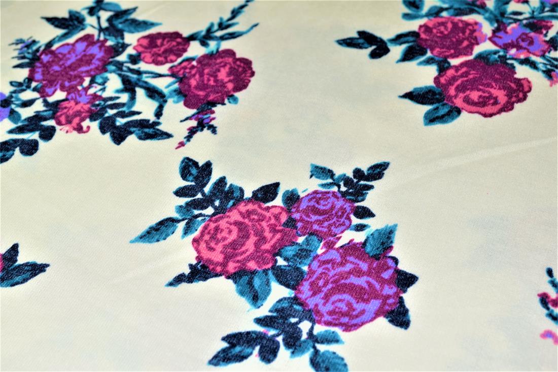 Cream & Mauve Printed Jersey Fabric