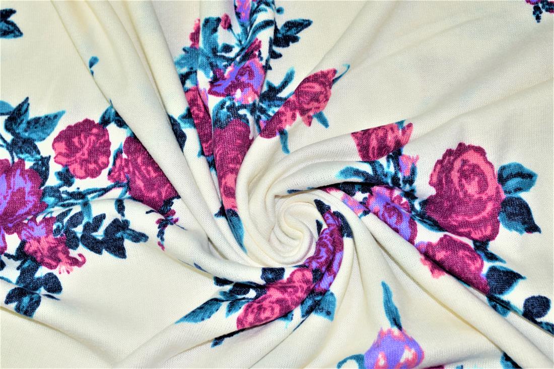 Cream & Mauve Printed Jersey Fabric