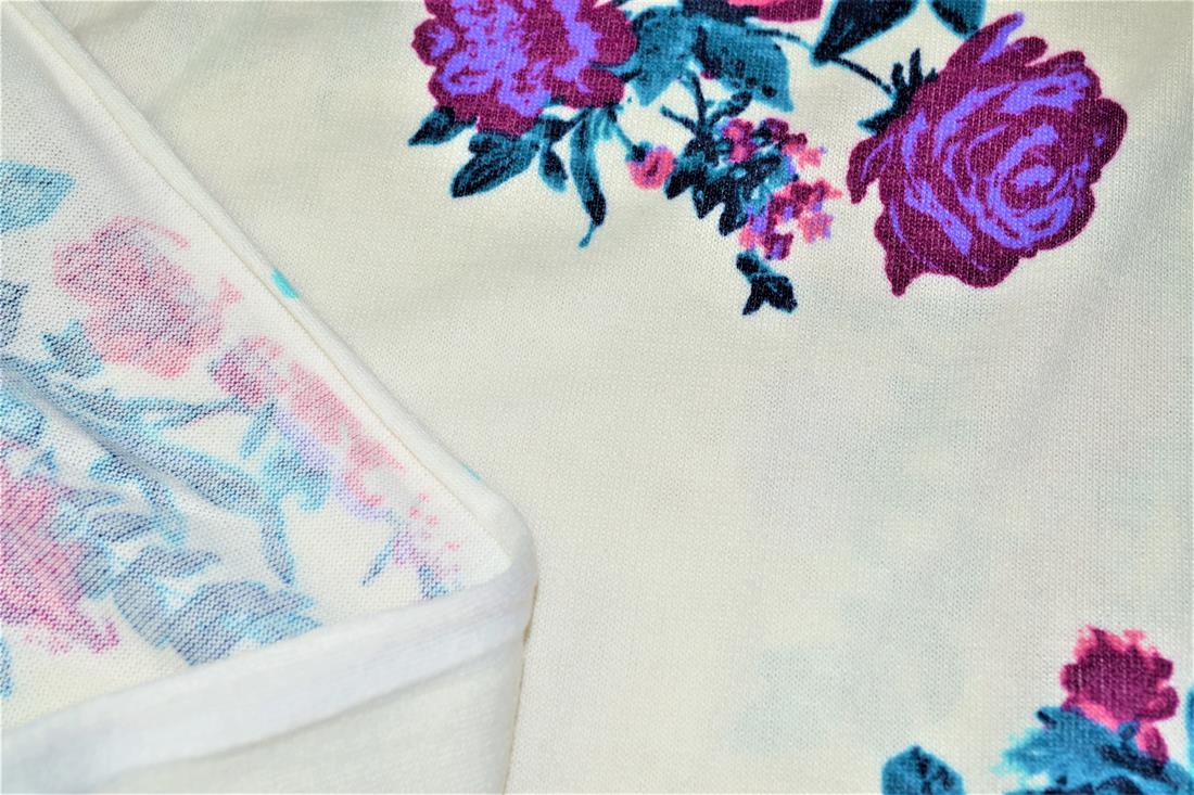 Cream & Mauve Printed Jersey Fabric