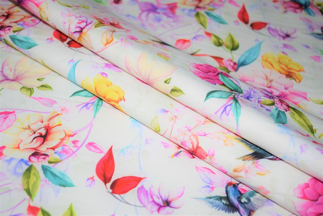 White Little Johnny Geometric Floral Soft Shell Fabric