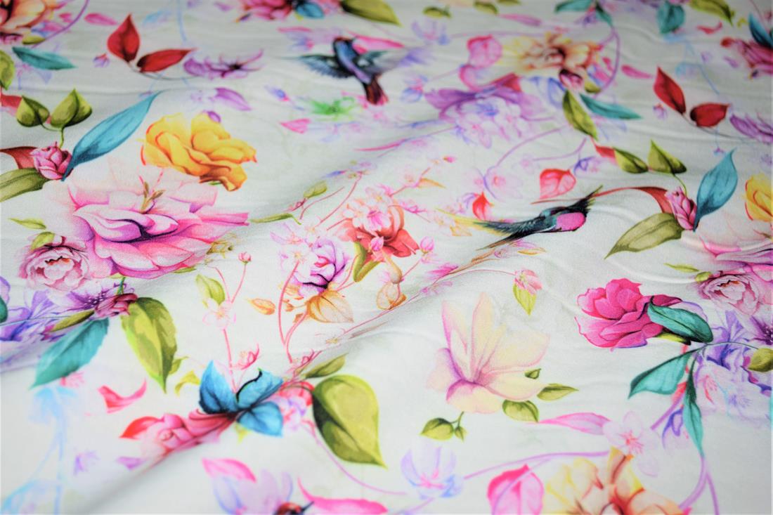 White Little Johnny Geometric Floral Soft Shell Fabric
