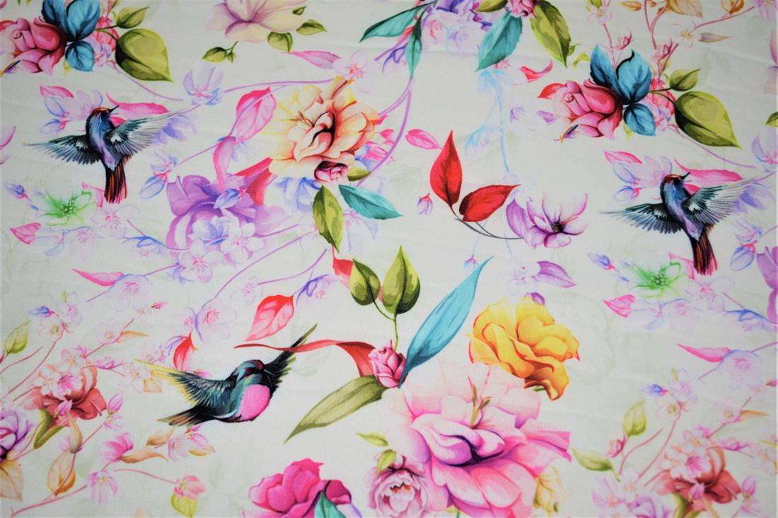 White Little Johnny Geometric Floral Soft Shell Fabric