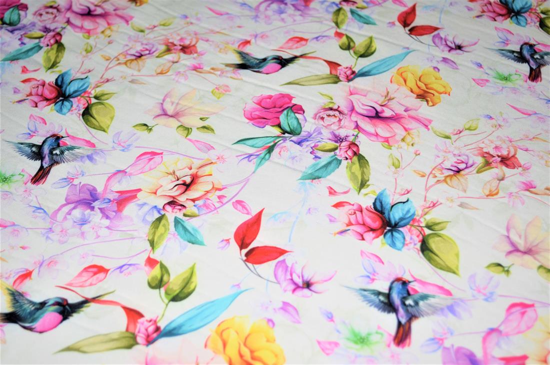 White Little Johnny Geometric Floral Soft Shell Fabric
