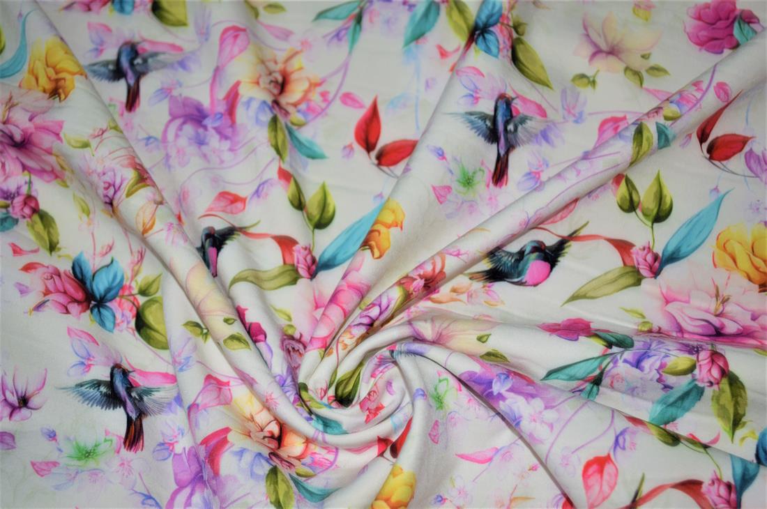 White Little Johnny Geometric Floral Soft Shell Fabric