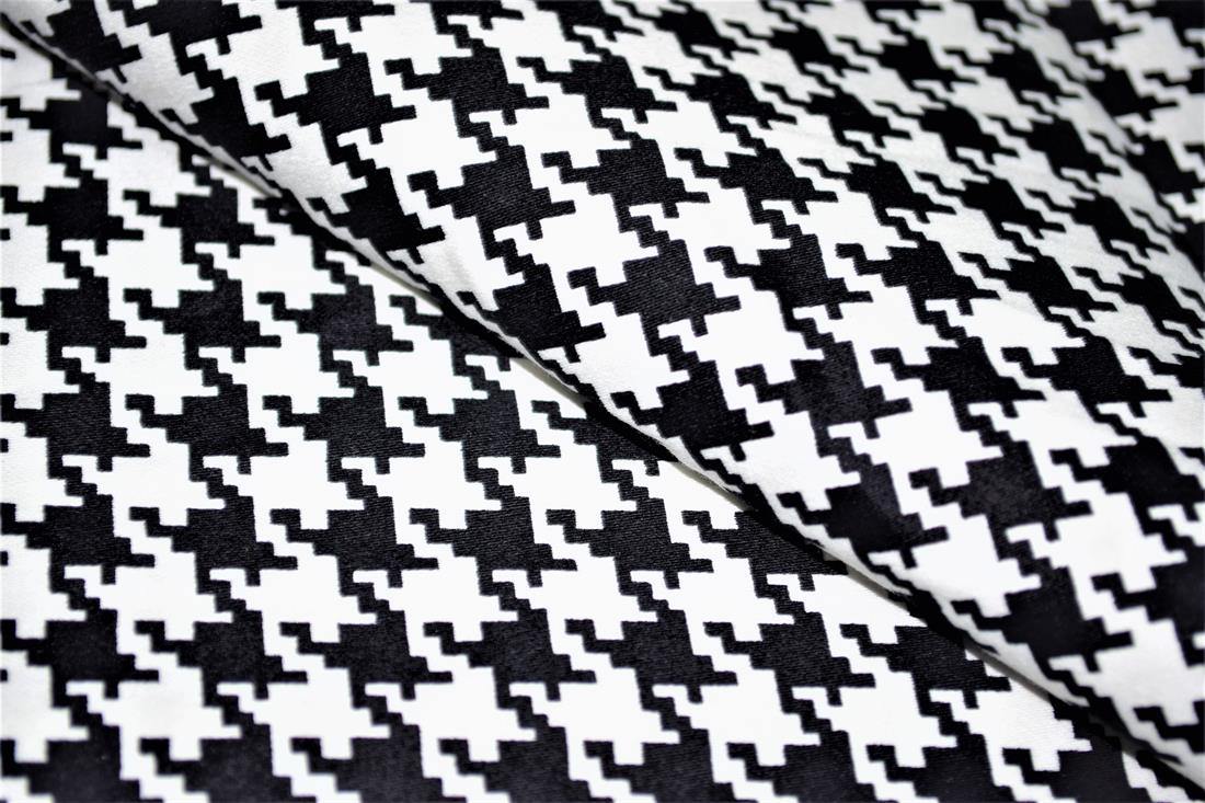 Black & White Cotton Sateen Stretch Printed Jersey Fabric