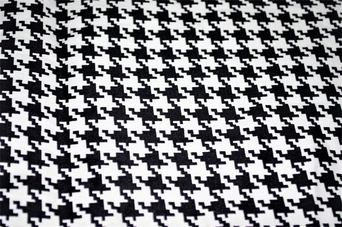 Black & White Cotton Sateen Stretch Printed Jersey Fabric