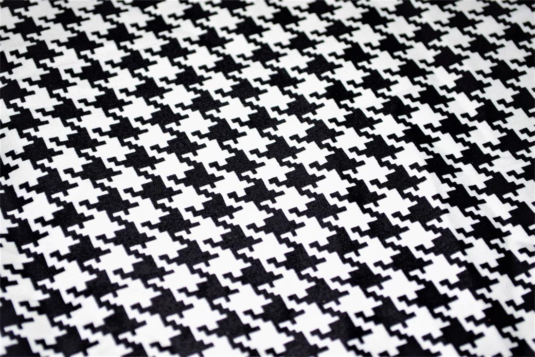 Black & White Cotton Sateen Stretch Printed Jersey Fabric