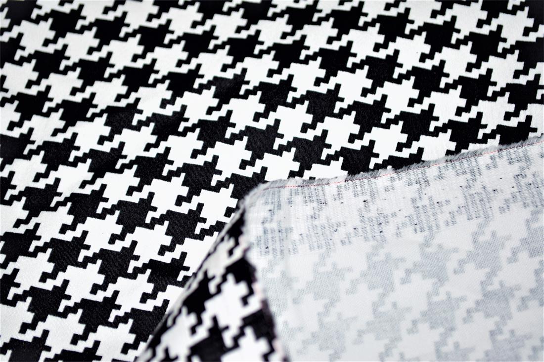 Black & White Cotton Sateen Stretch Printed Jersey Fabric