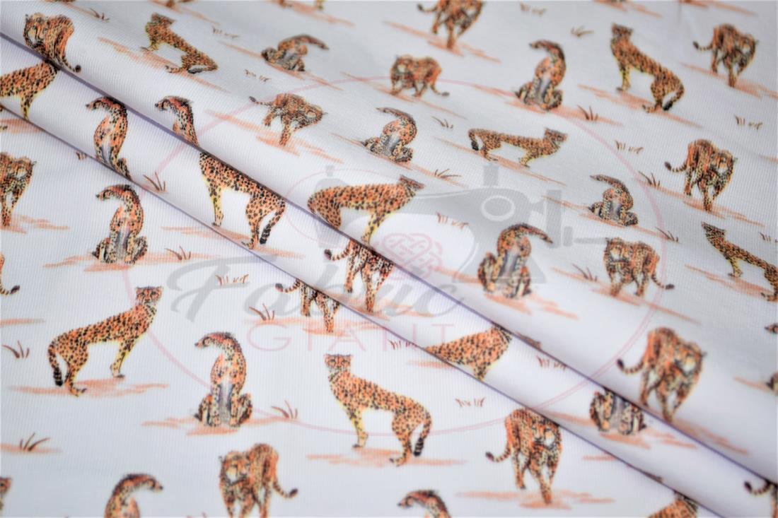 White & Orange Printed Cotton Jersey