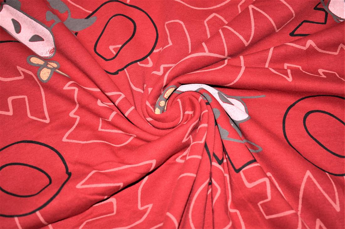 Maroon Printed Jersey Fabric
