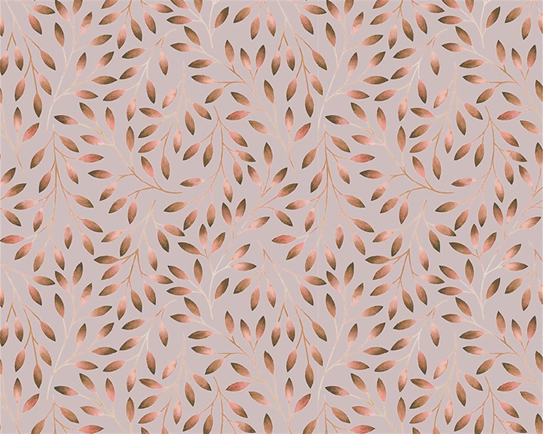 Taupe Watercolour Leaves Cotton Jersey