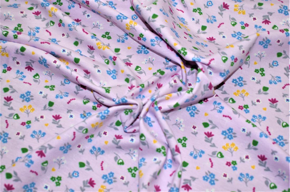 Baby Pink Dainty Flowers Cotton Jersey