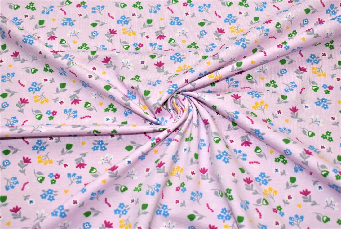 Baby Pink Dainty Flowers Cotton Jersey